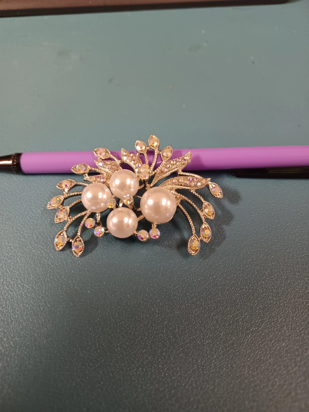 Pearl and Rhinestone Brooch