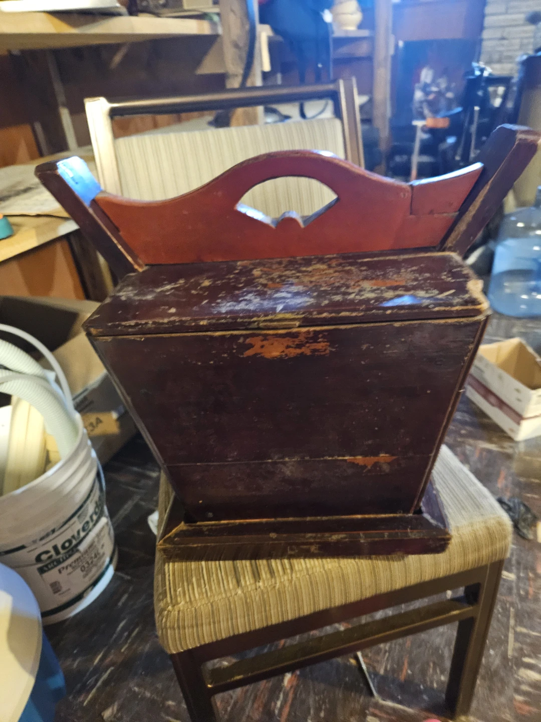 Vintage Wooden Carrier Box with Handle - photo 4