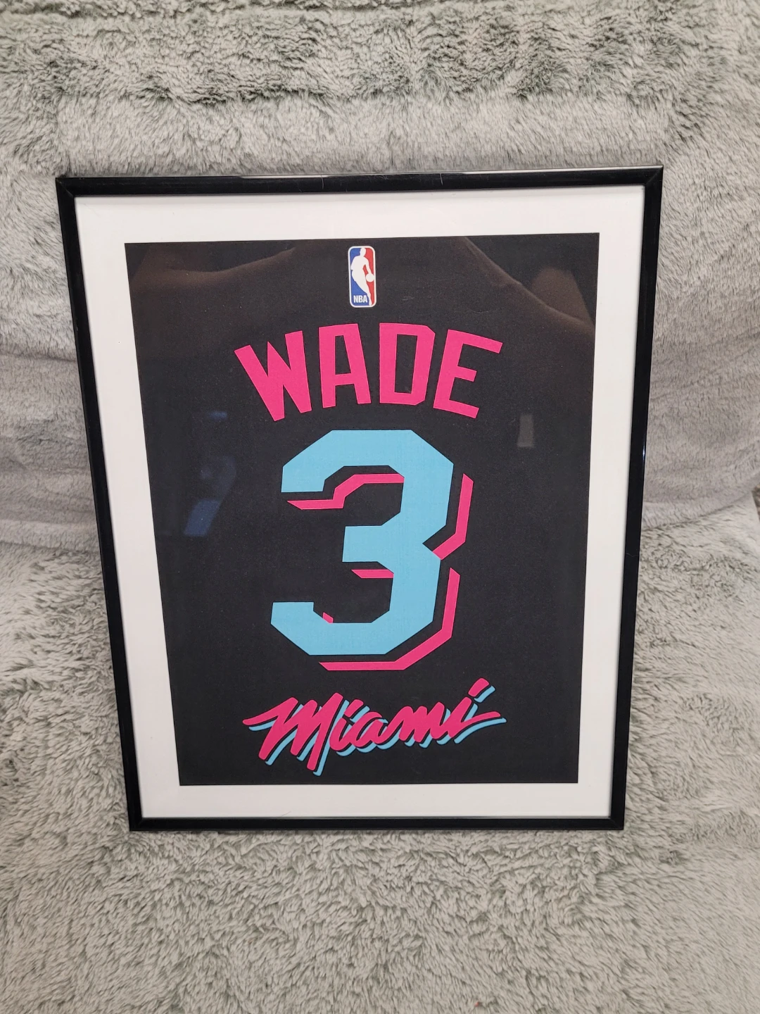 Framed Dwyane Wade #3 Miami Heat Jersey Art
