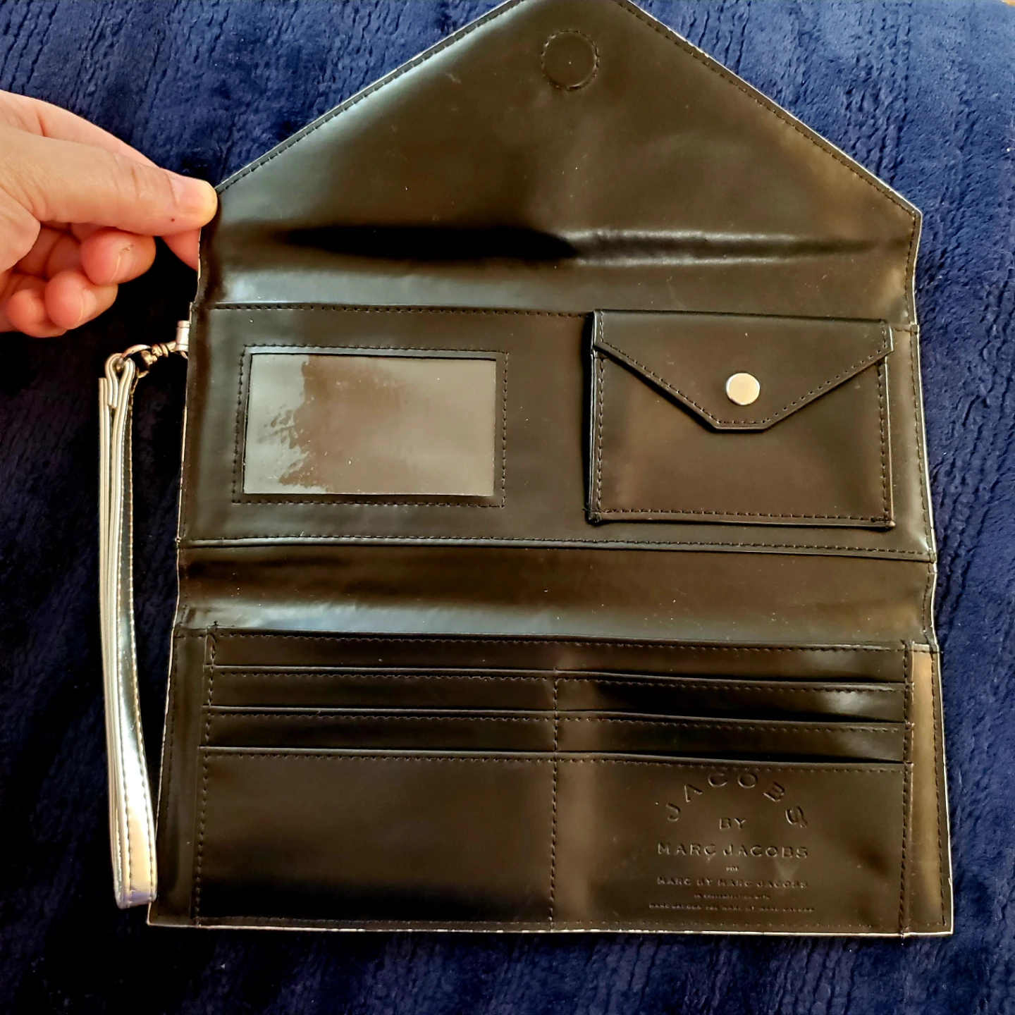 MARC JACOBS Metallic Vinyl Clutch Wallet with Wrist Strap