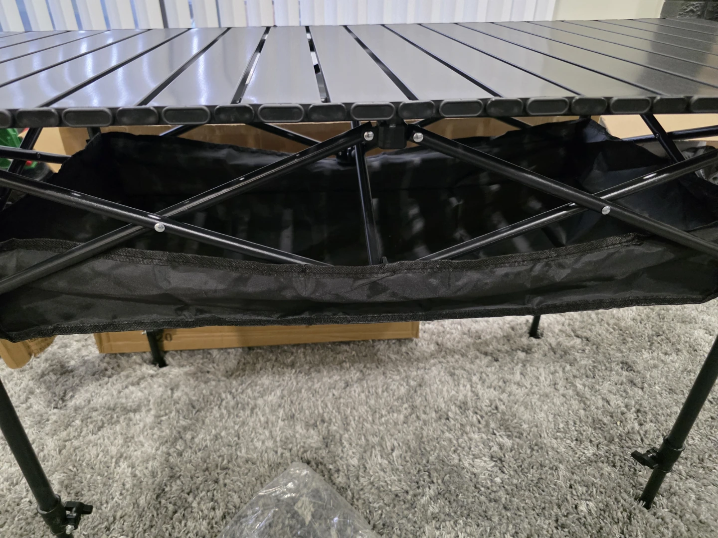 Black Folding Camping Table with Storage Net - photo 2