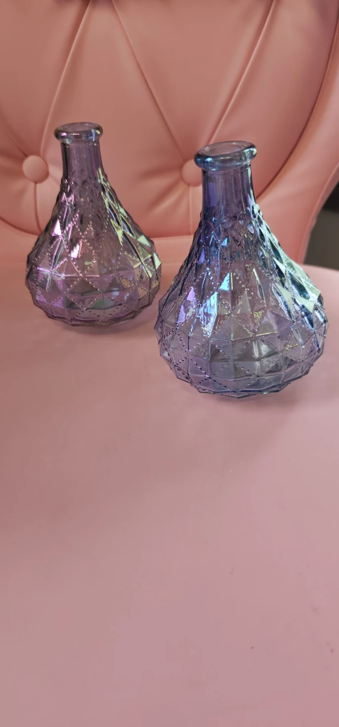 Set of 2 Iridescent Glass Vases