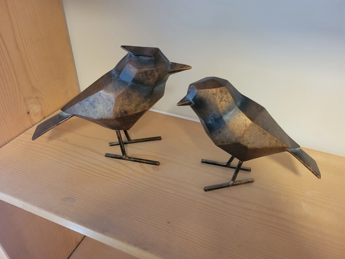 Geometric Metal Bird Decor Set (2)