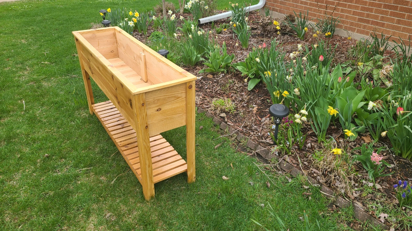 Wooden Raised Garden Planter Box with Shelf - photo 2
