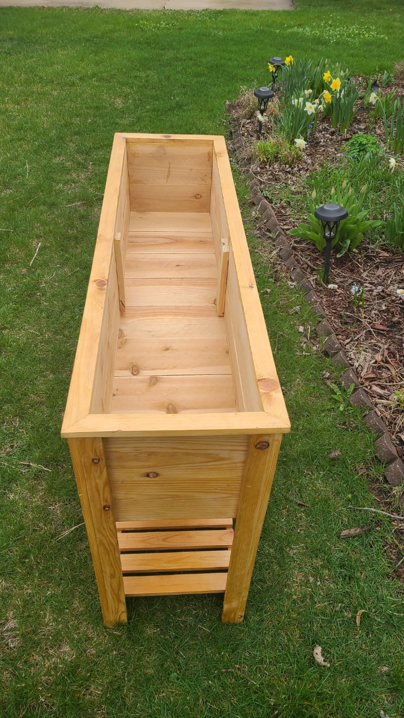 Wooden Raised Garden Planter Box with Shelf - photo 3