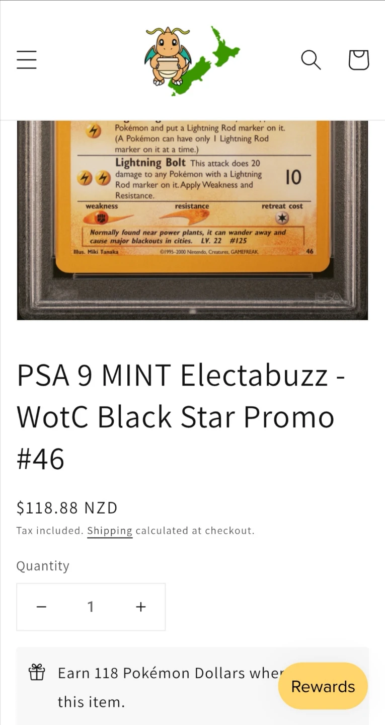 2002 Electabuzz Black Star Promo #46 PSA 9 Mint Card - photo 3