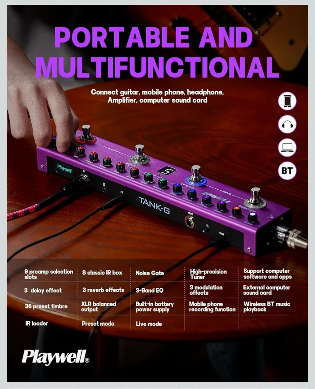 Playwell TANK-G Electric Guitar Multi-Effects Pedal - photo 2