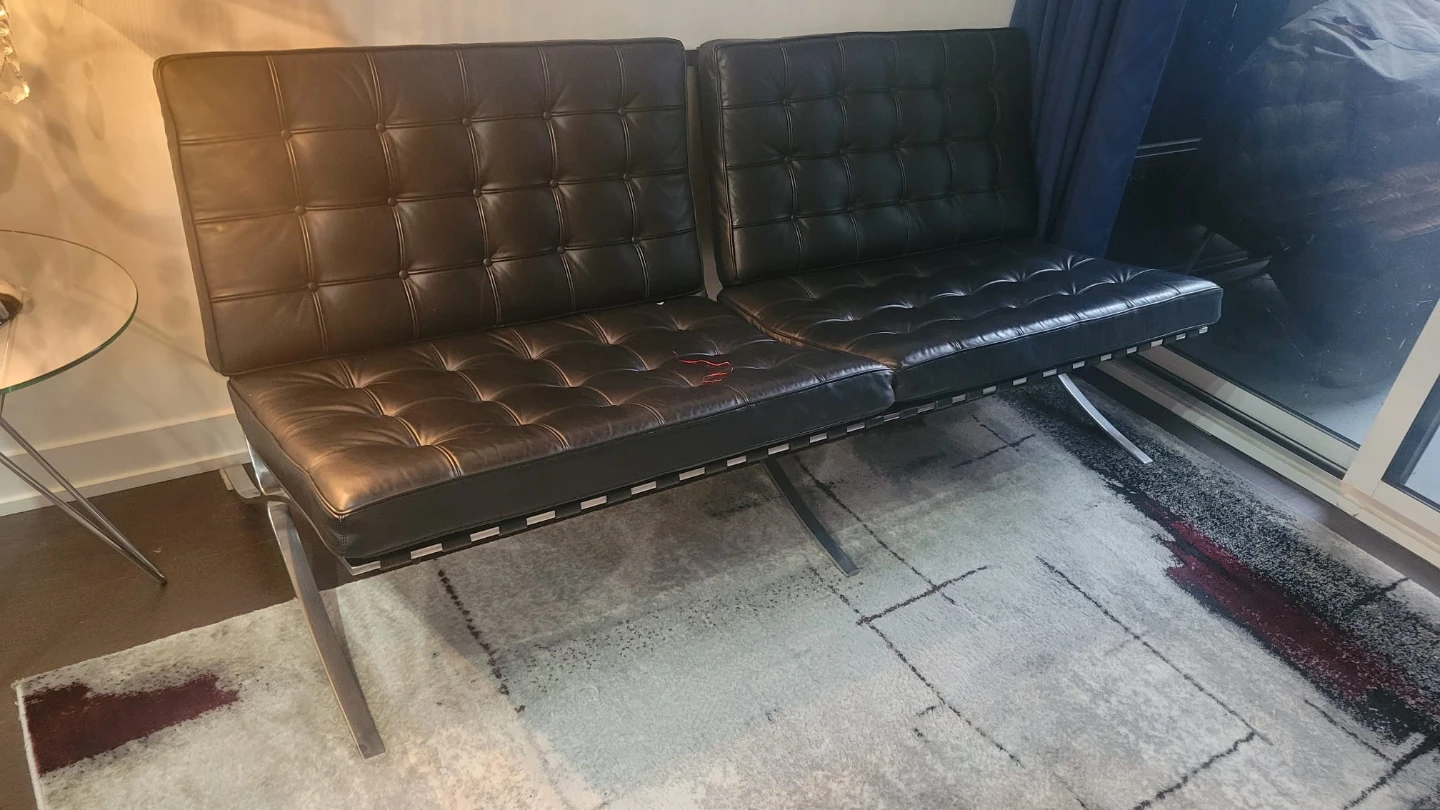 Black Leather Barcelona Couch