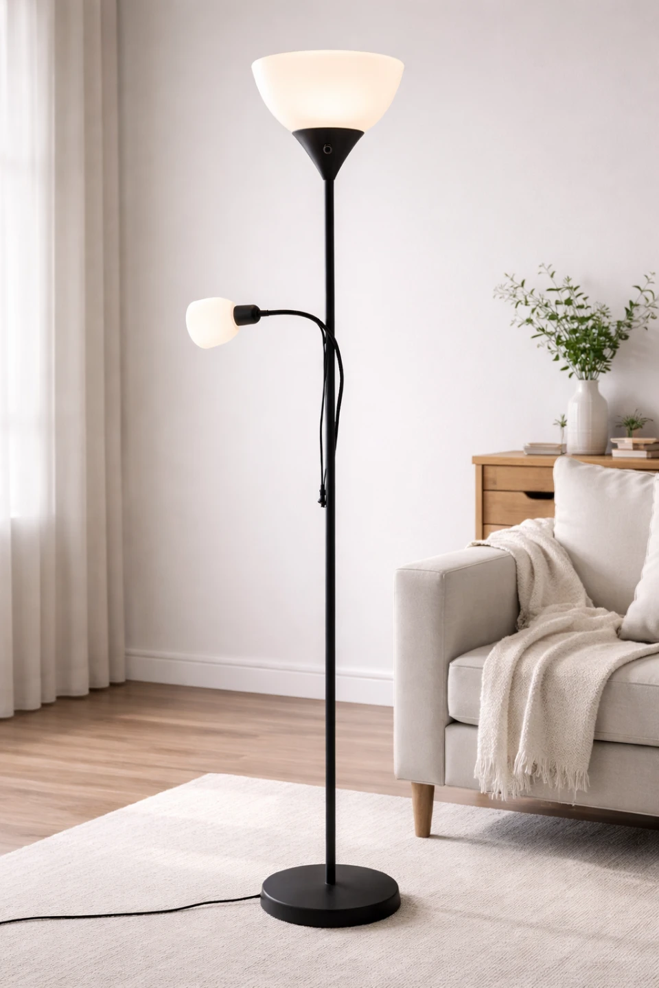 Black Floor Lamp with Reading Light