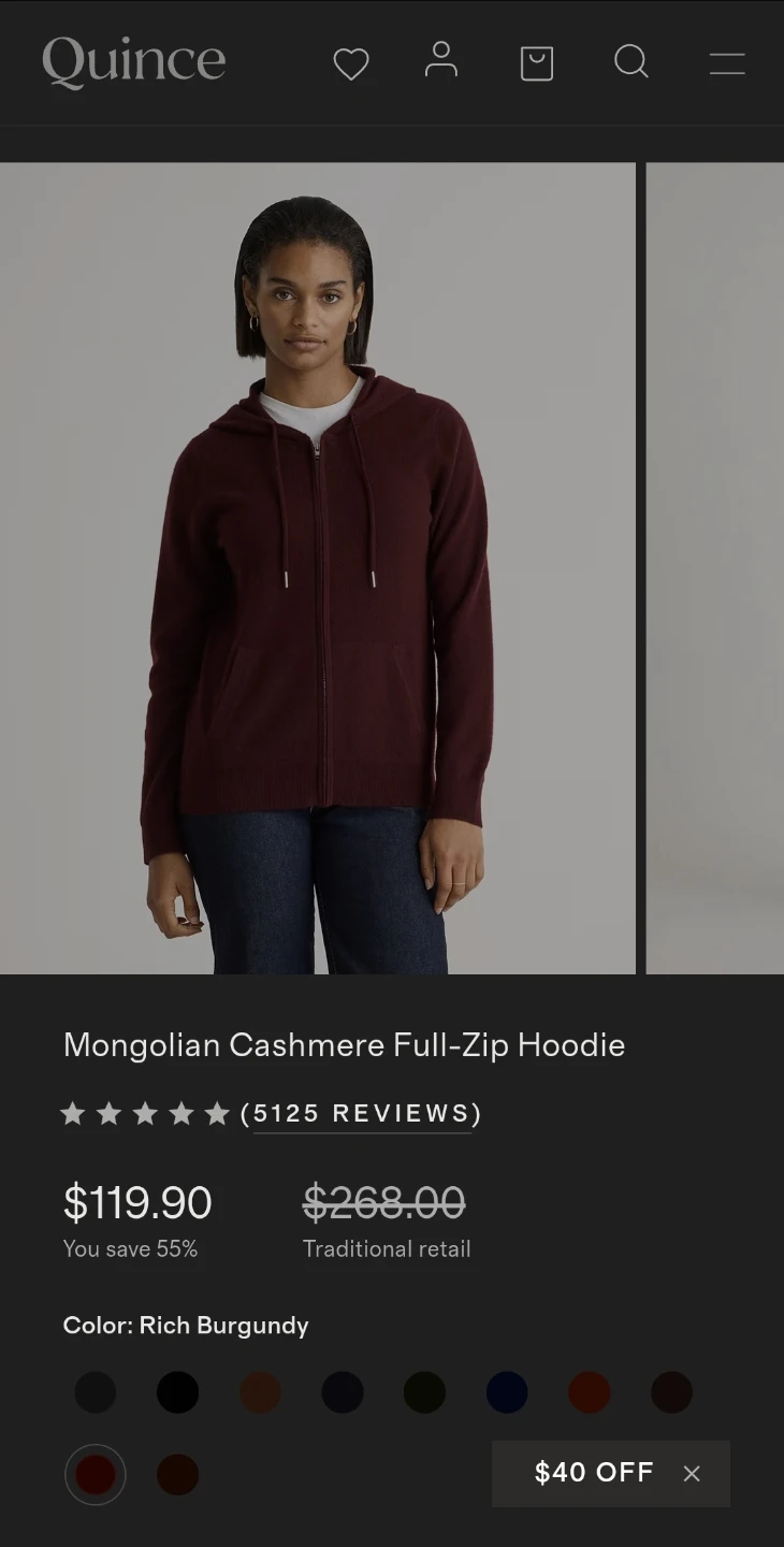 Quince Mongolian Cashmere Full-Zip Hoodie - Size M - photo 4