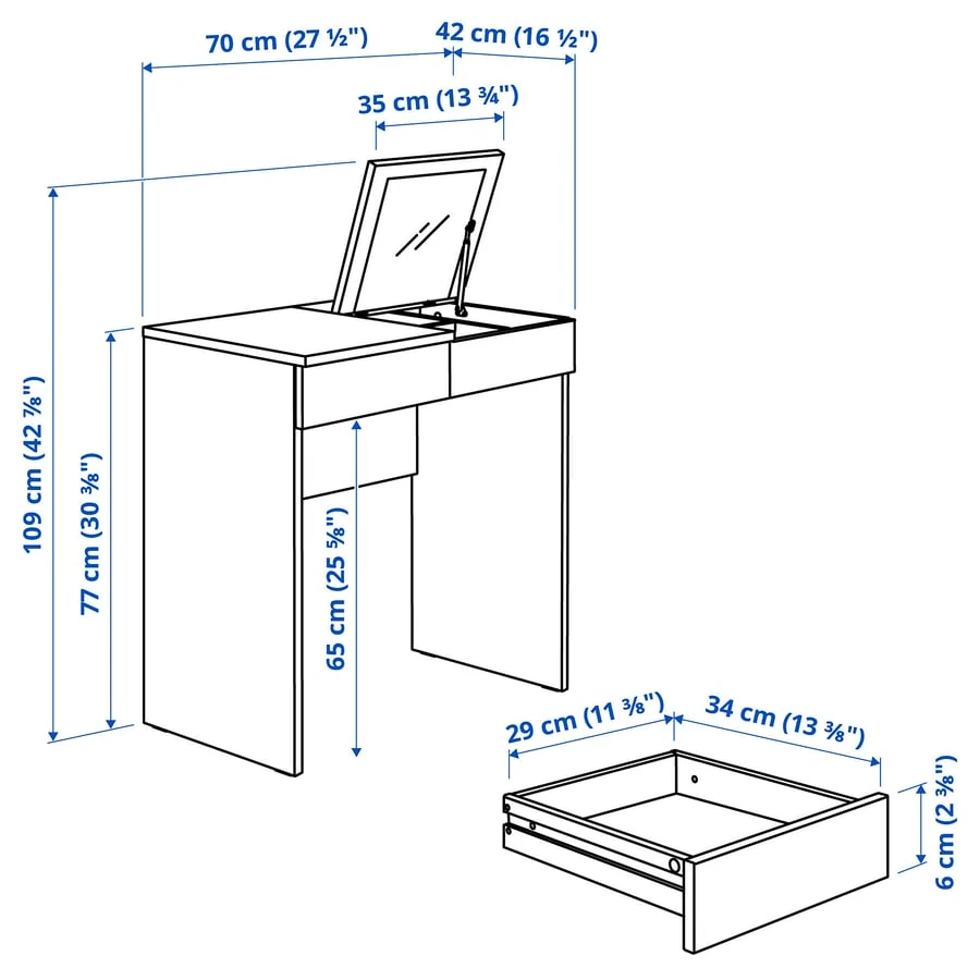 BRIMNES Makeup dresser - white with stool - photo 4