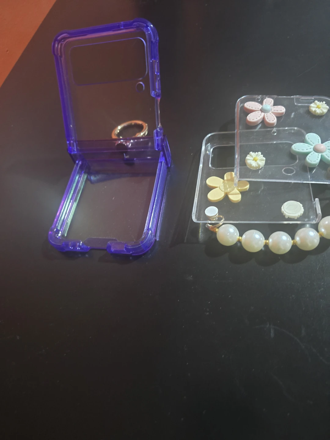 Clear Card Holder with Pearl Charm and Flower Embellishments - photo 2