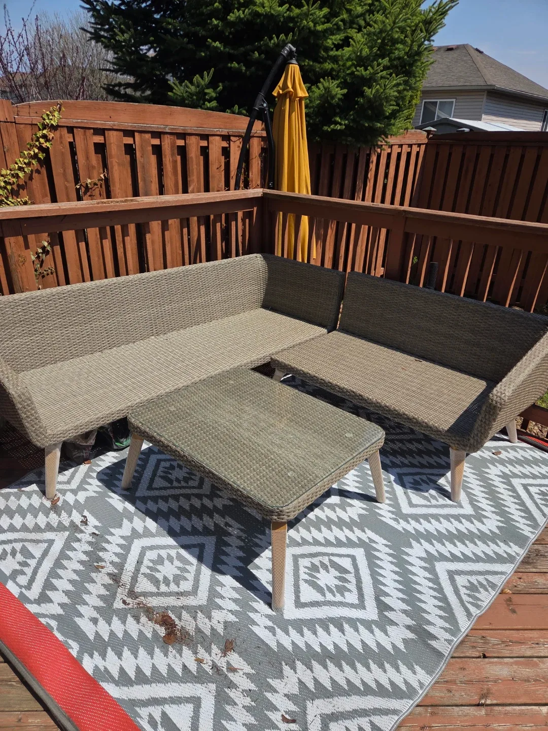Wicker Outdoor Sectional Sofa with Coffee Table