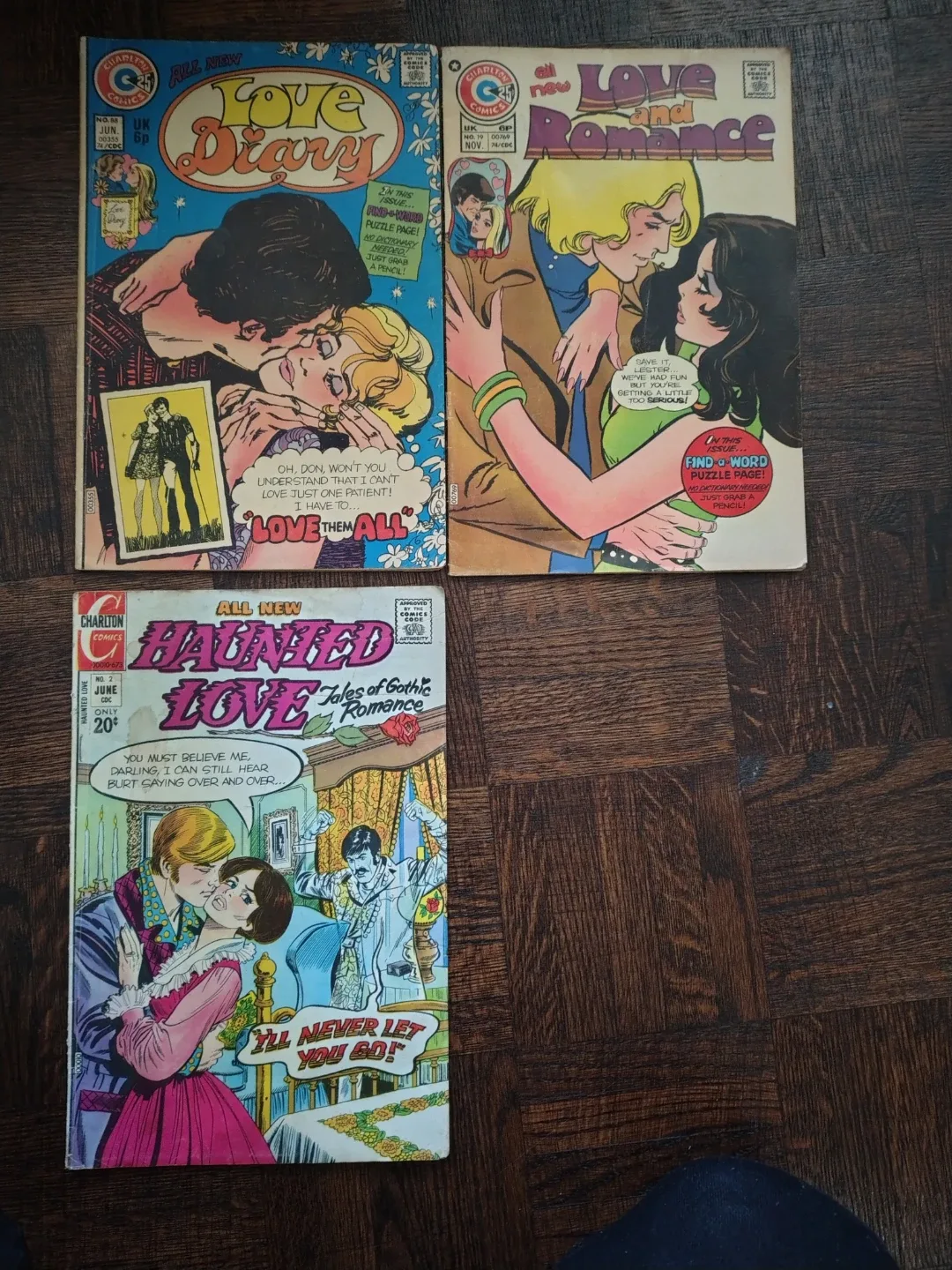 Lot of 3 Charlton Comics: Love Diary, Love and Romance