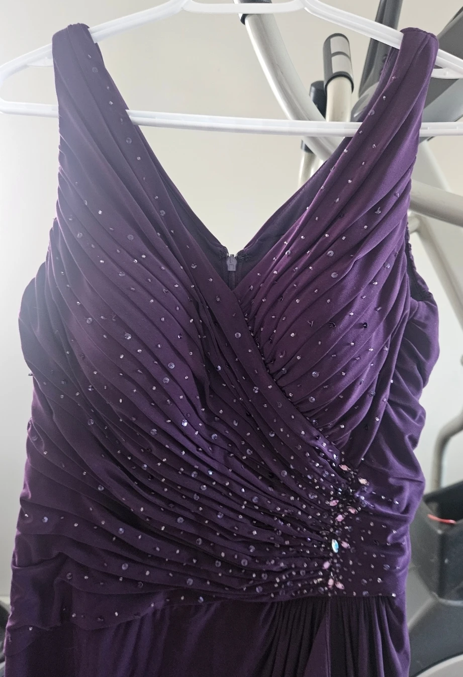 Purple Beaded Ruched Gown size 8 - photo 3