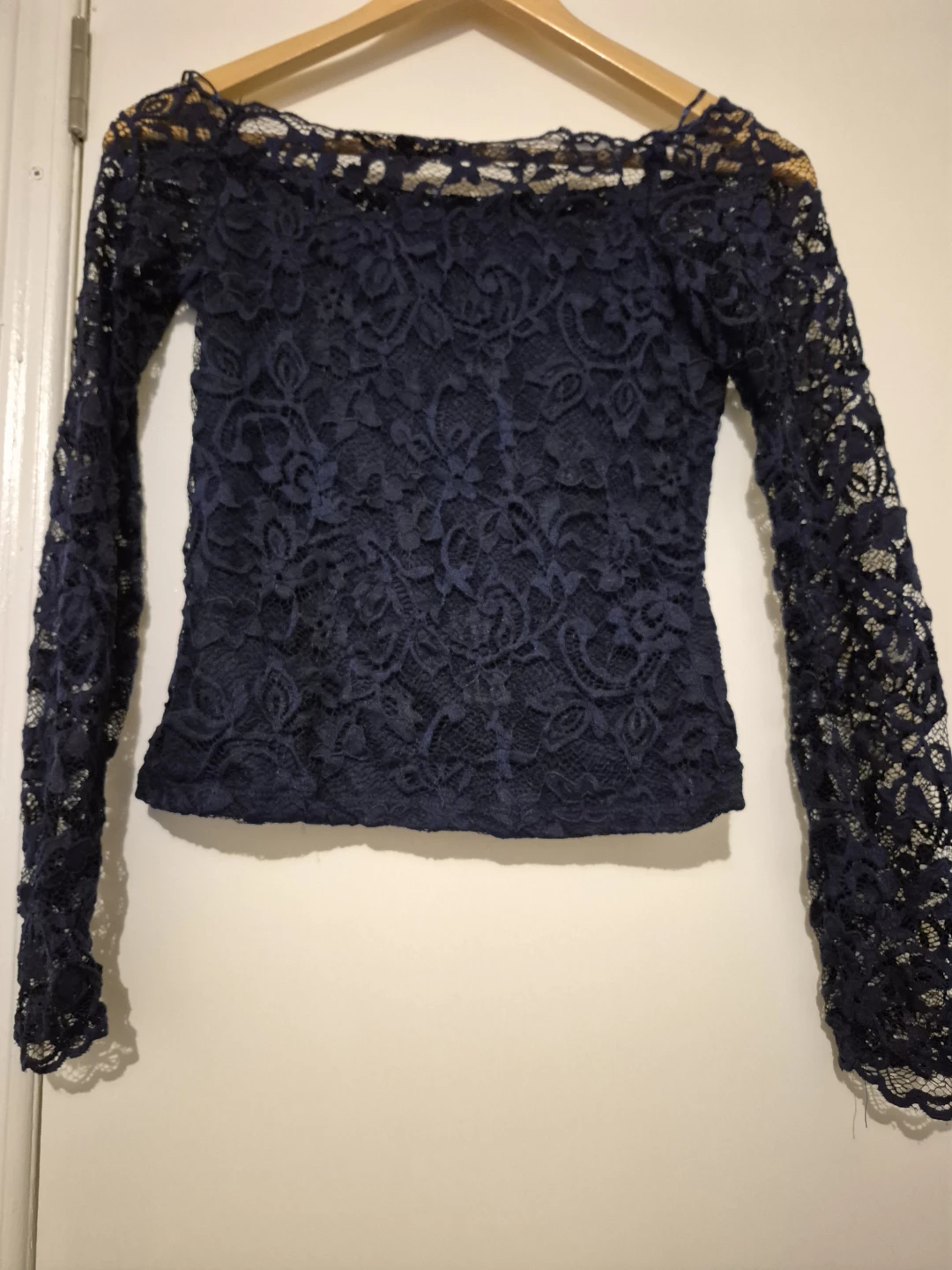 H&M Navy Lace Off-the-Shoulder Top - Size S