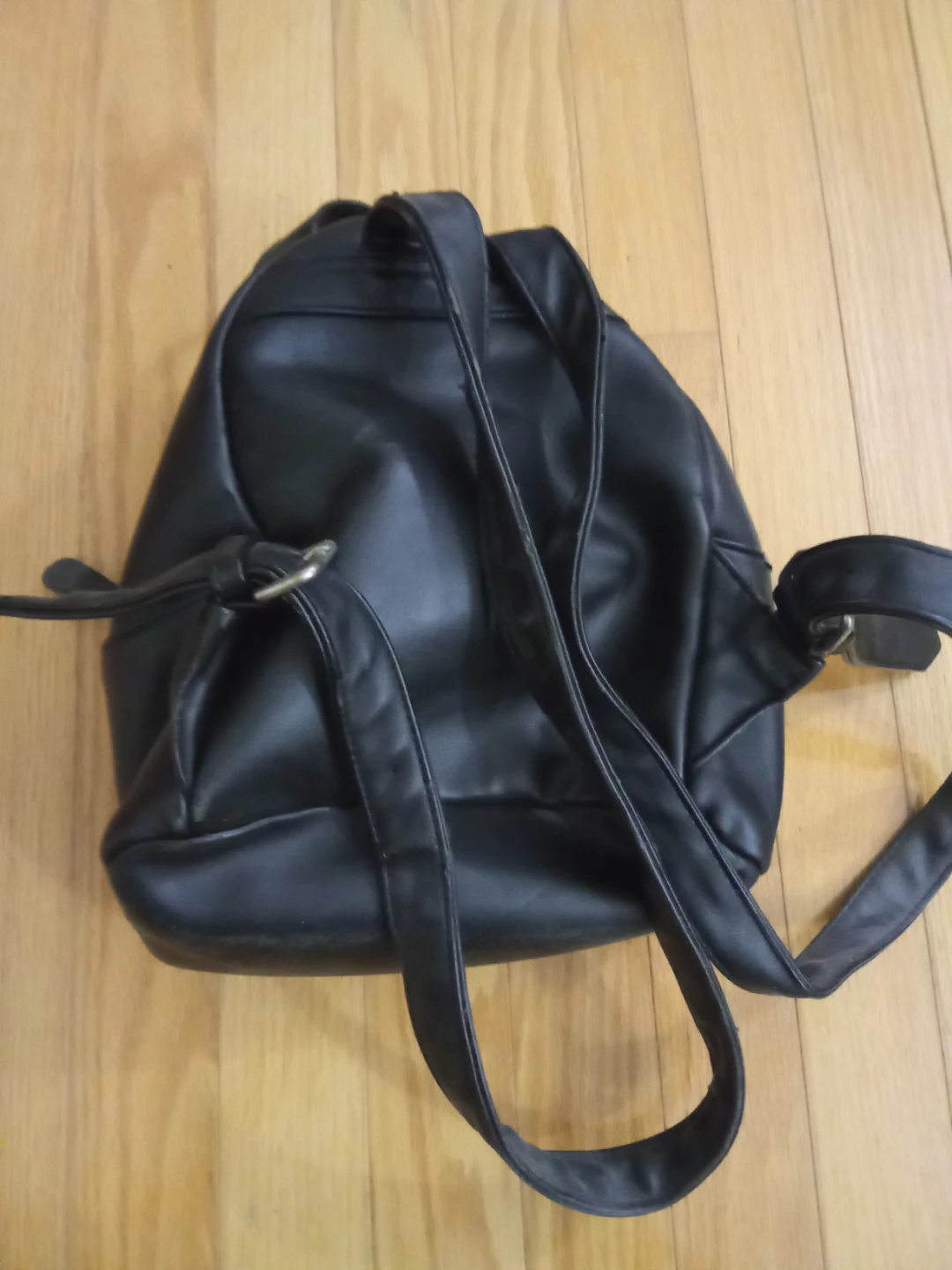 Black Faux Leather Mini Backpack with Food Patches - photo 2