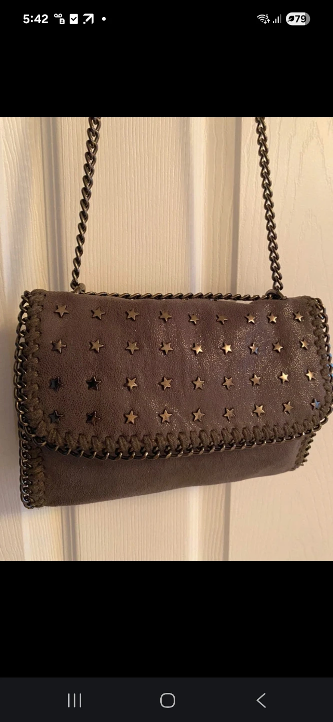 Brown Shoulder Bag with Star Embellishments