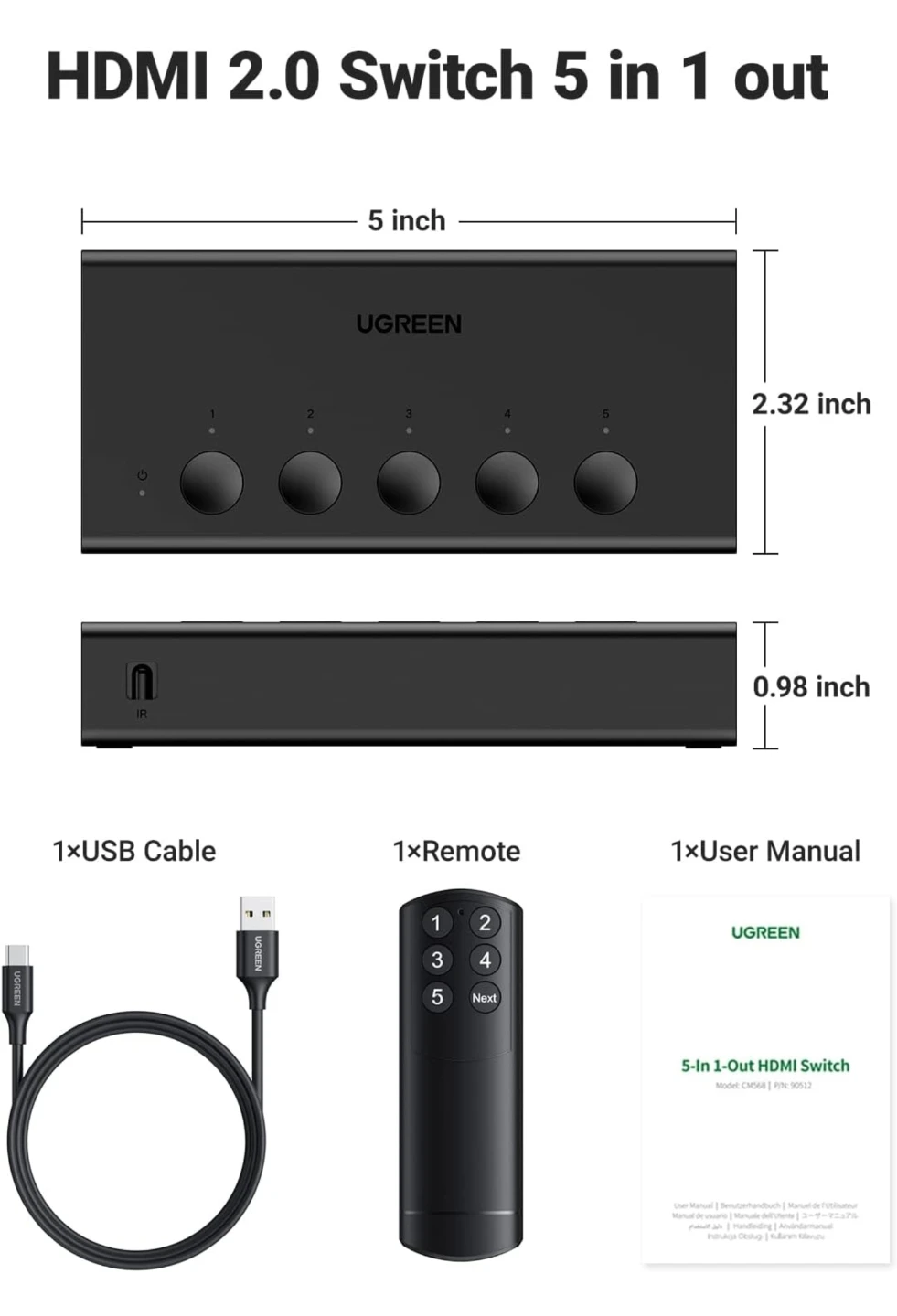 New. UGREEN 5 In 1 Out HDMI Switch - photo 2
