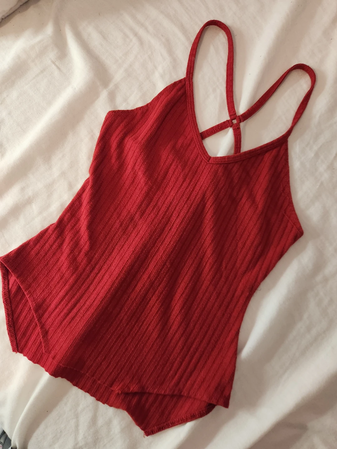 Urban Heritage Red Ribbed Tank Top - Size XS