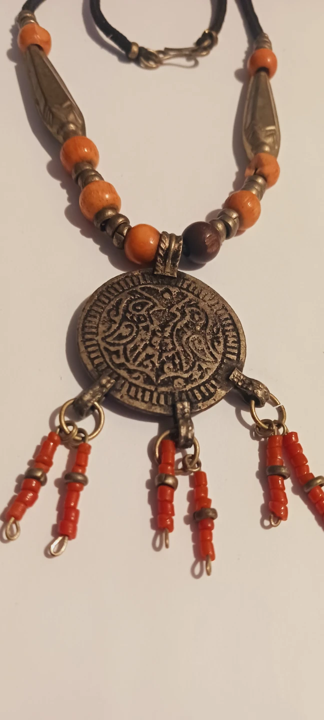 Antique Berber Morrocan Ethnic Tribal Coin Pendant Necklace - photo 2