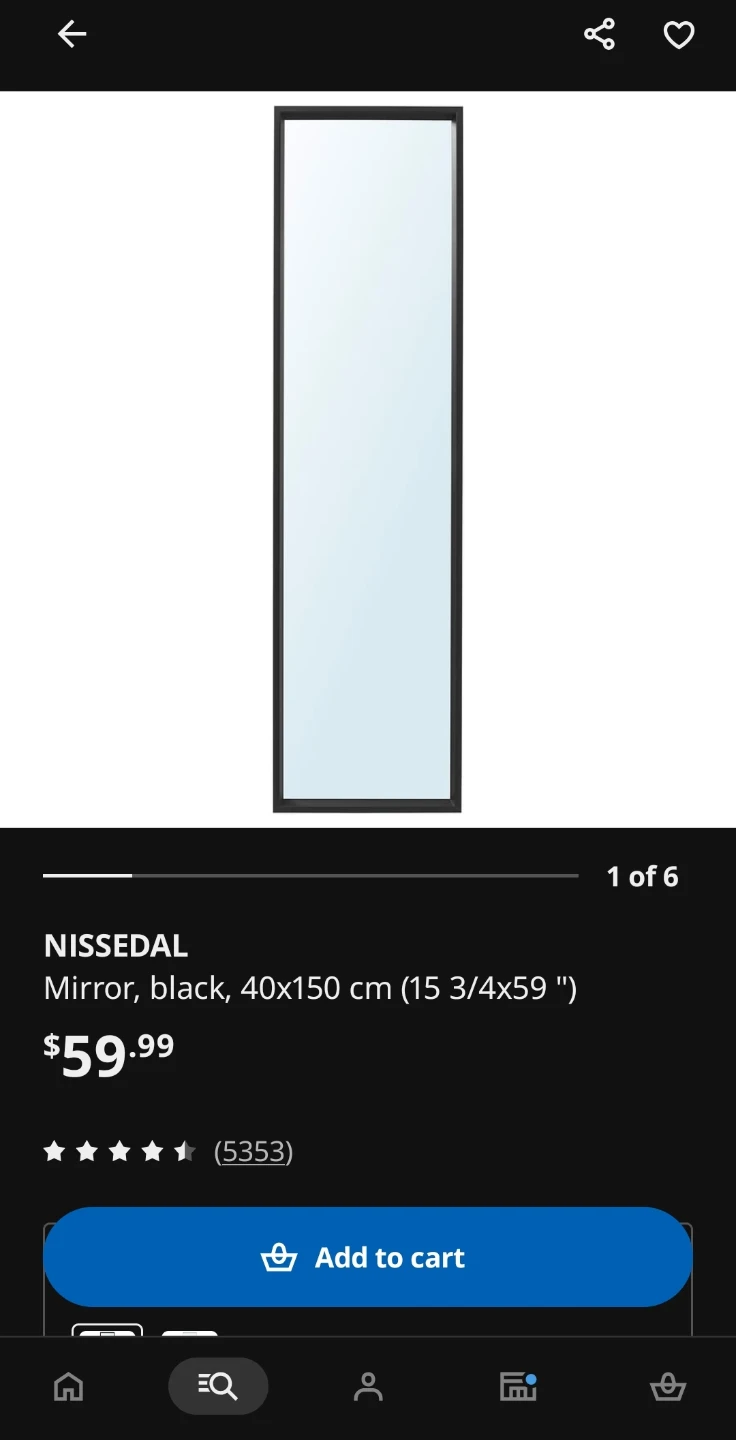 IKEA NISSEDAL Mirror, Black, 40x150 cm - photo 2