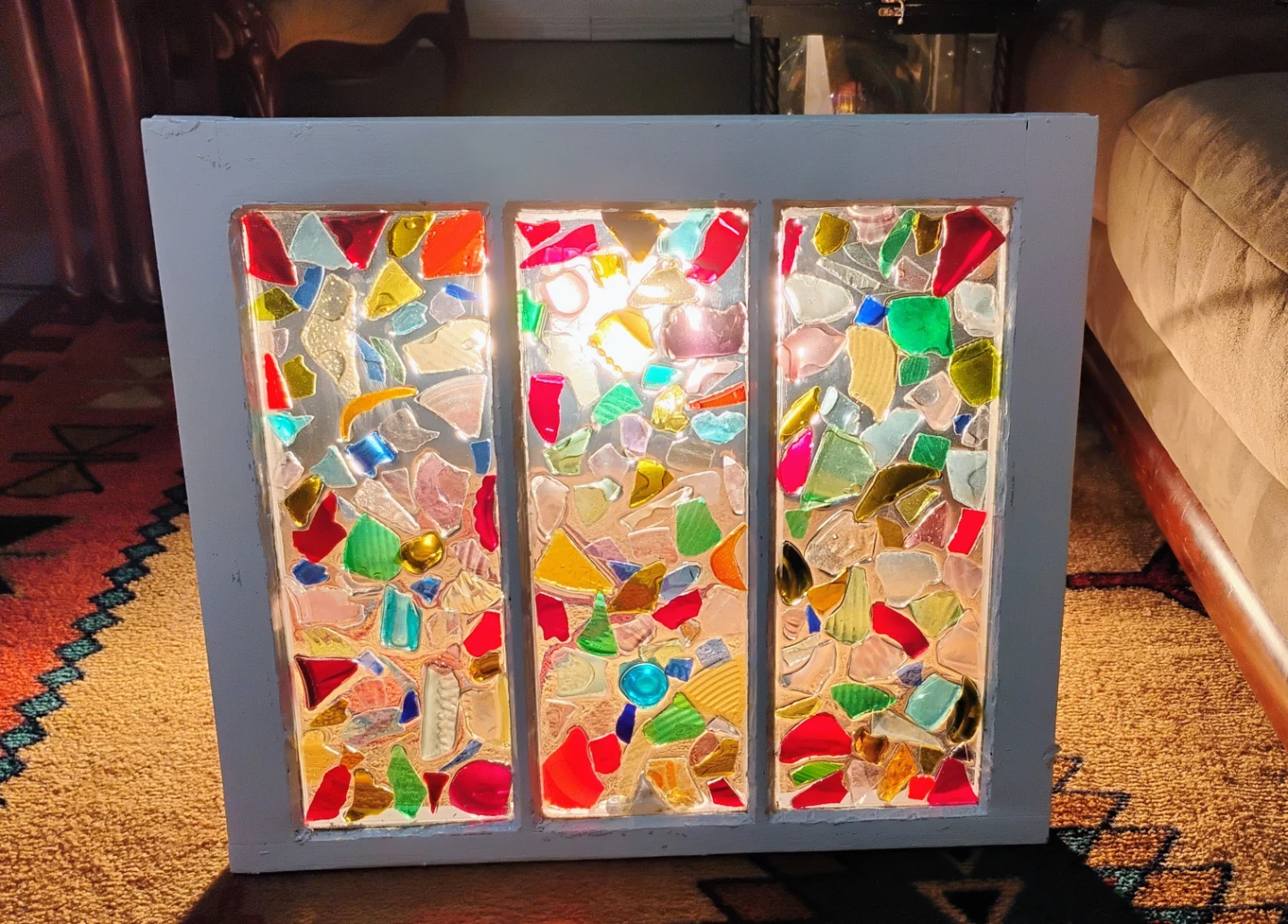 Washed Glass Window Panel Decor