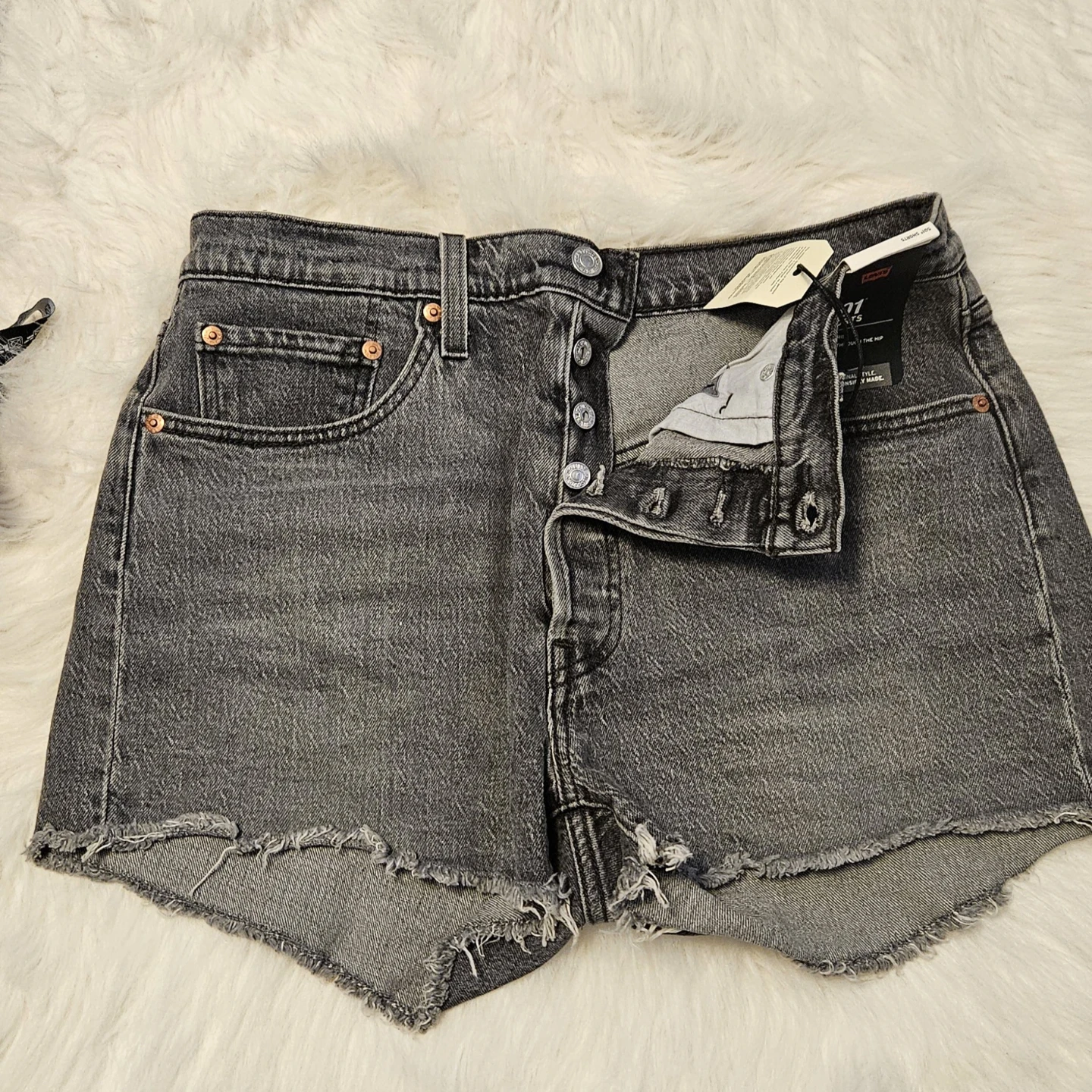 Levi's 501 High Rise Denim Shorts - Grey