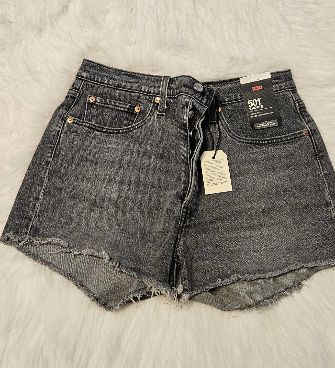 Levi's 501 High Rise Denim Shorts - Grey - photo 2