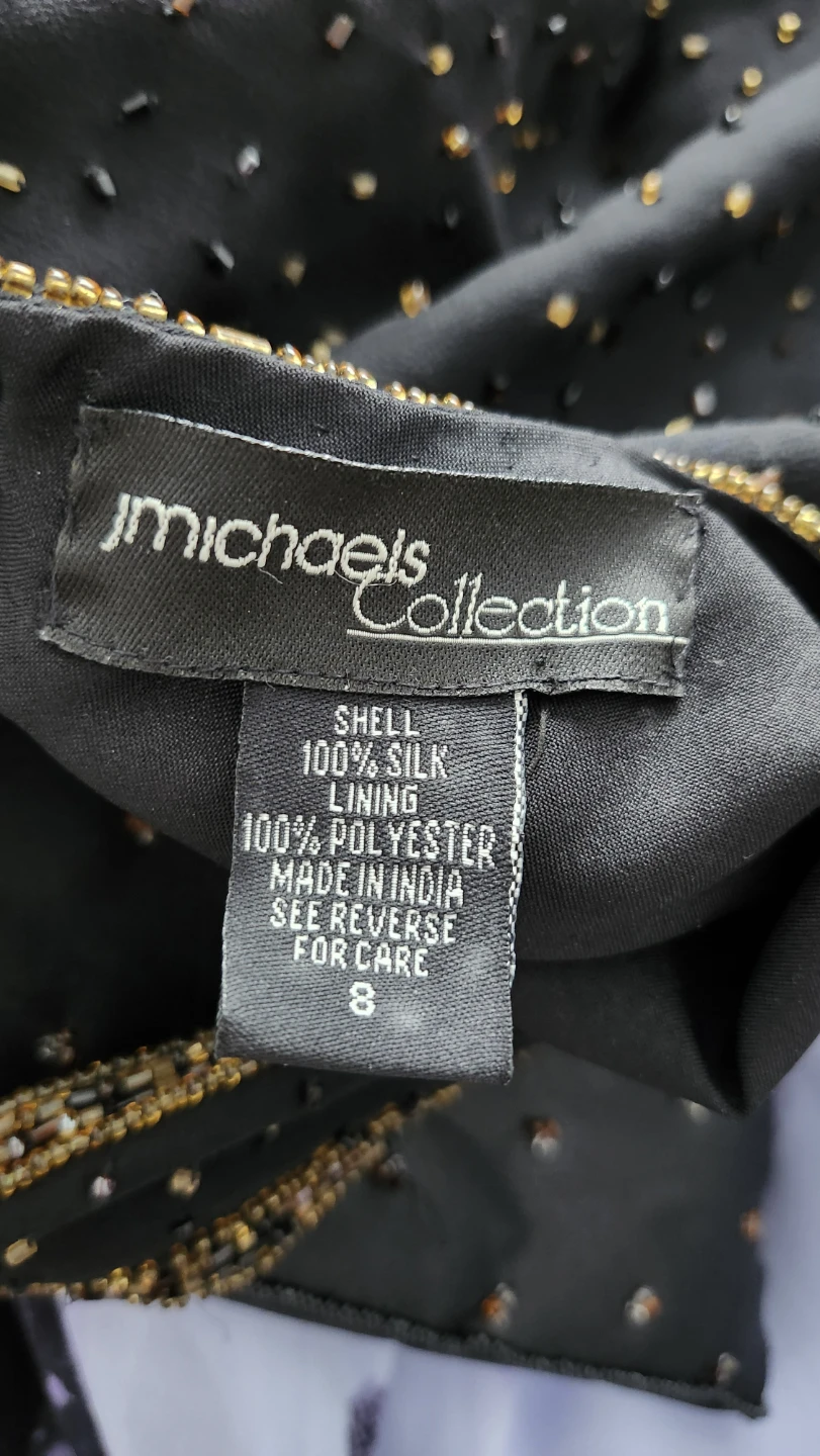 J Michaels Collection Black Beaded Silk Dress Size 8 - photo 2