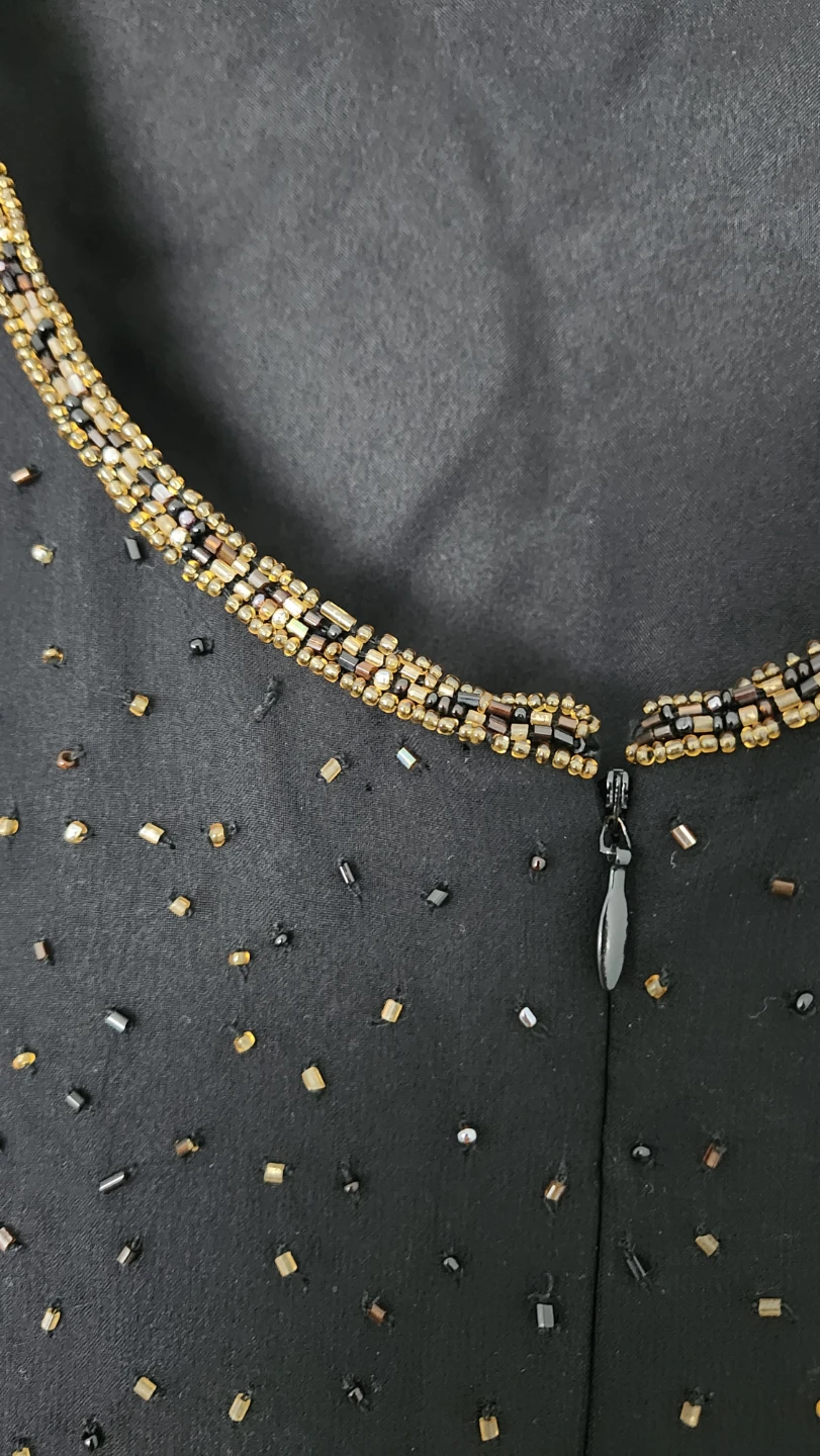 J Michaels Collection Black Beaded Silk Dress Size 8 - photo 3