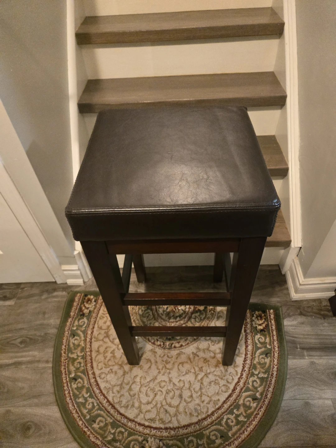Dark Brown Faux Leather Counter Stool