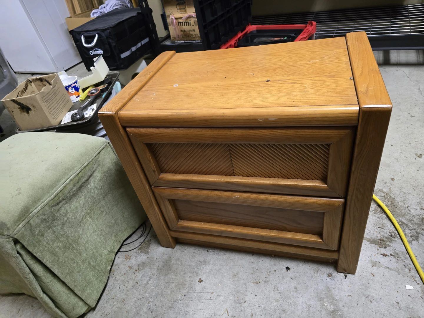 Solid Oak Wood Nightstand Table x2