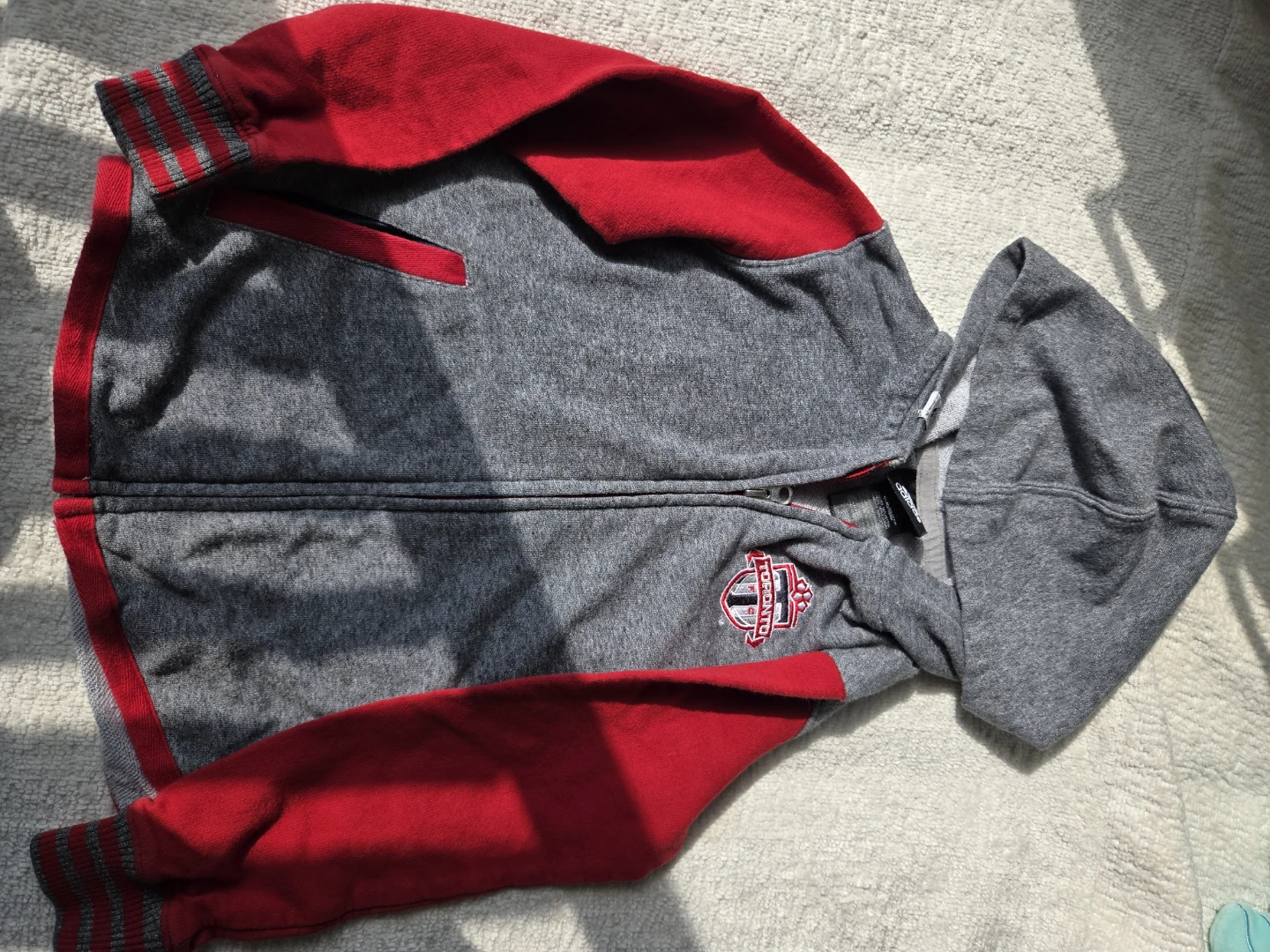 Adidas Toronto FC Hoodie Jacket Grey Red Medium5/6 Kids - photo 2