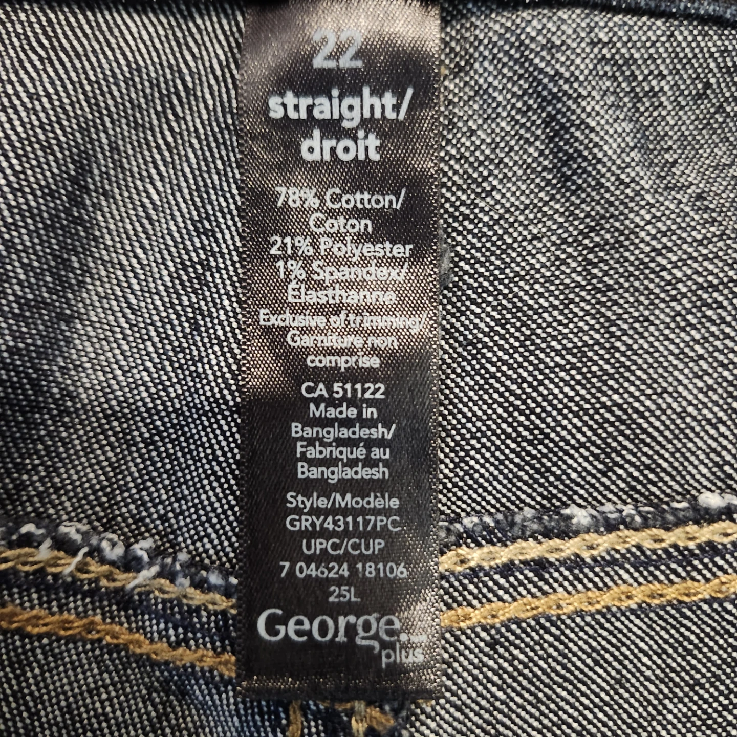 George Plus Women's Straight Leg Jeans Size 22 - photo 2