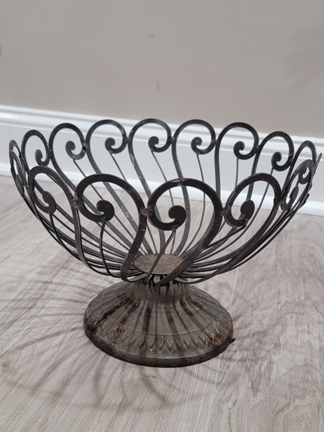 Vintage Metal Fruit Bowl Pedestal