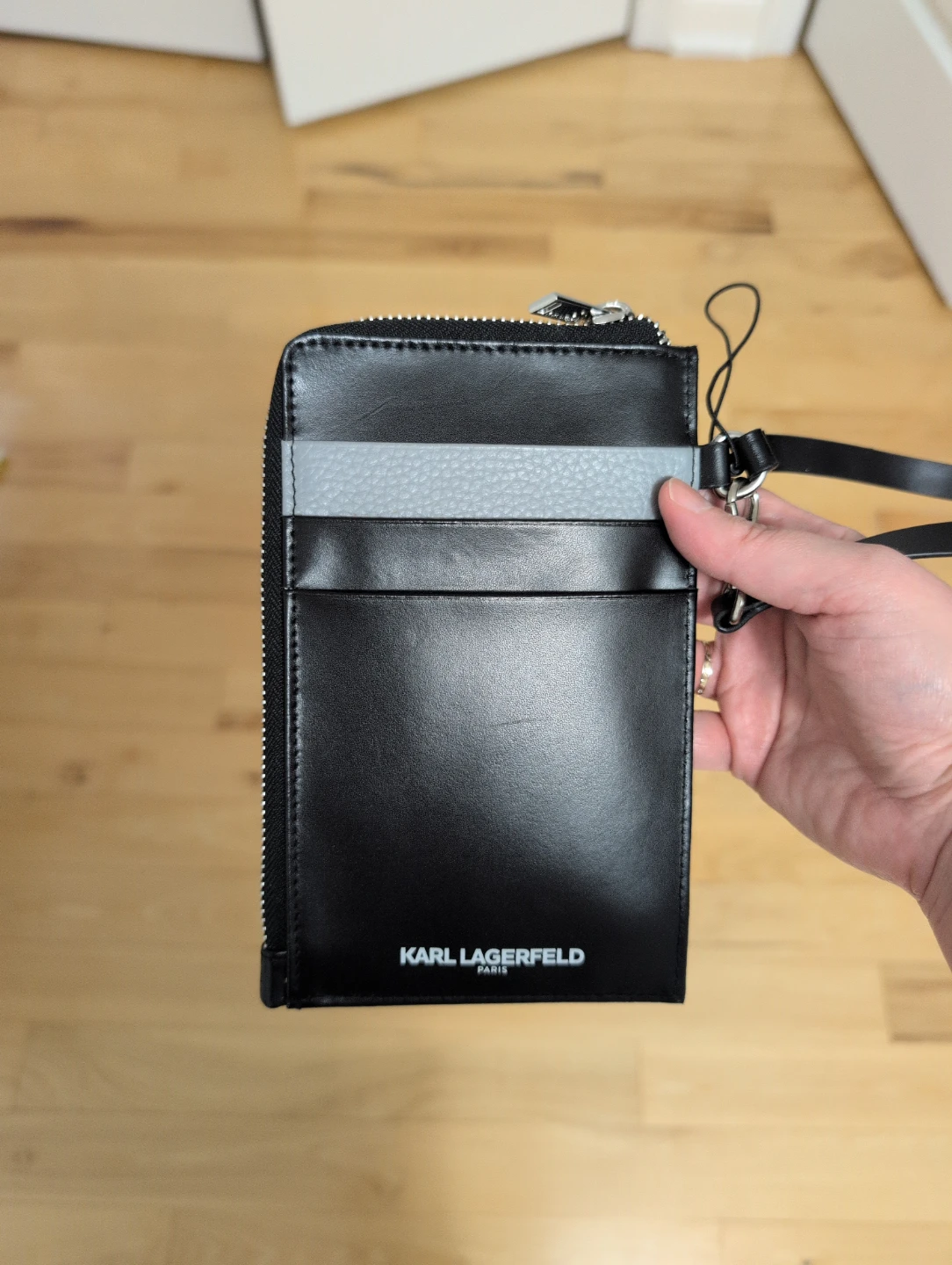 Karl Lagerfeld Paris Black Leather Card Holder Wallet - photo 2