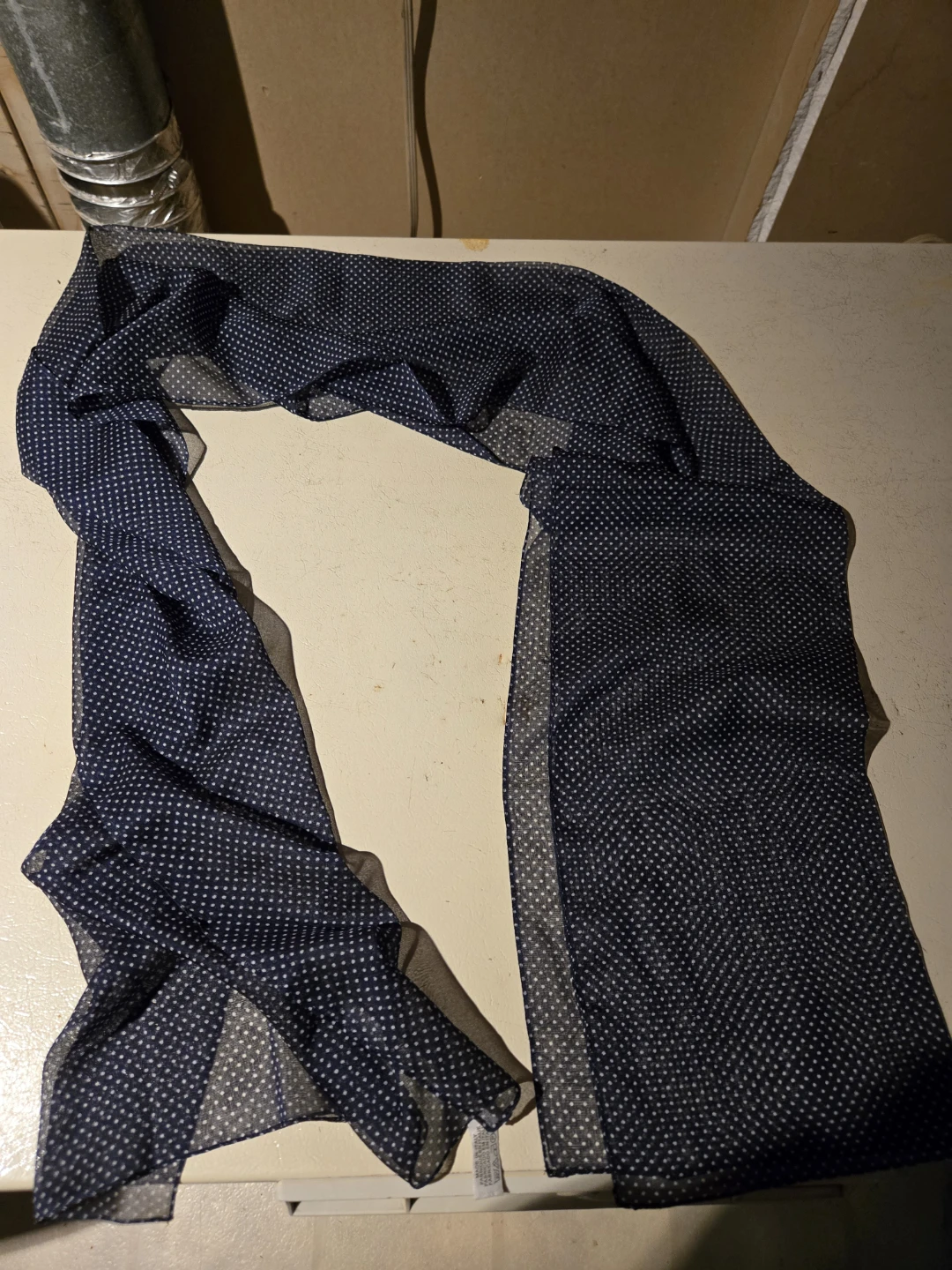 Vintage Navy Blue Polka Dot Sheer Scarf