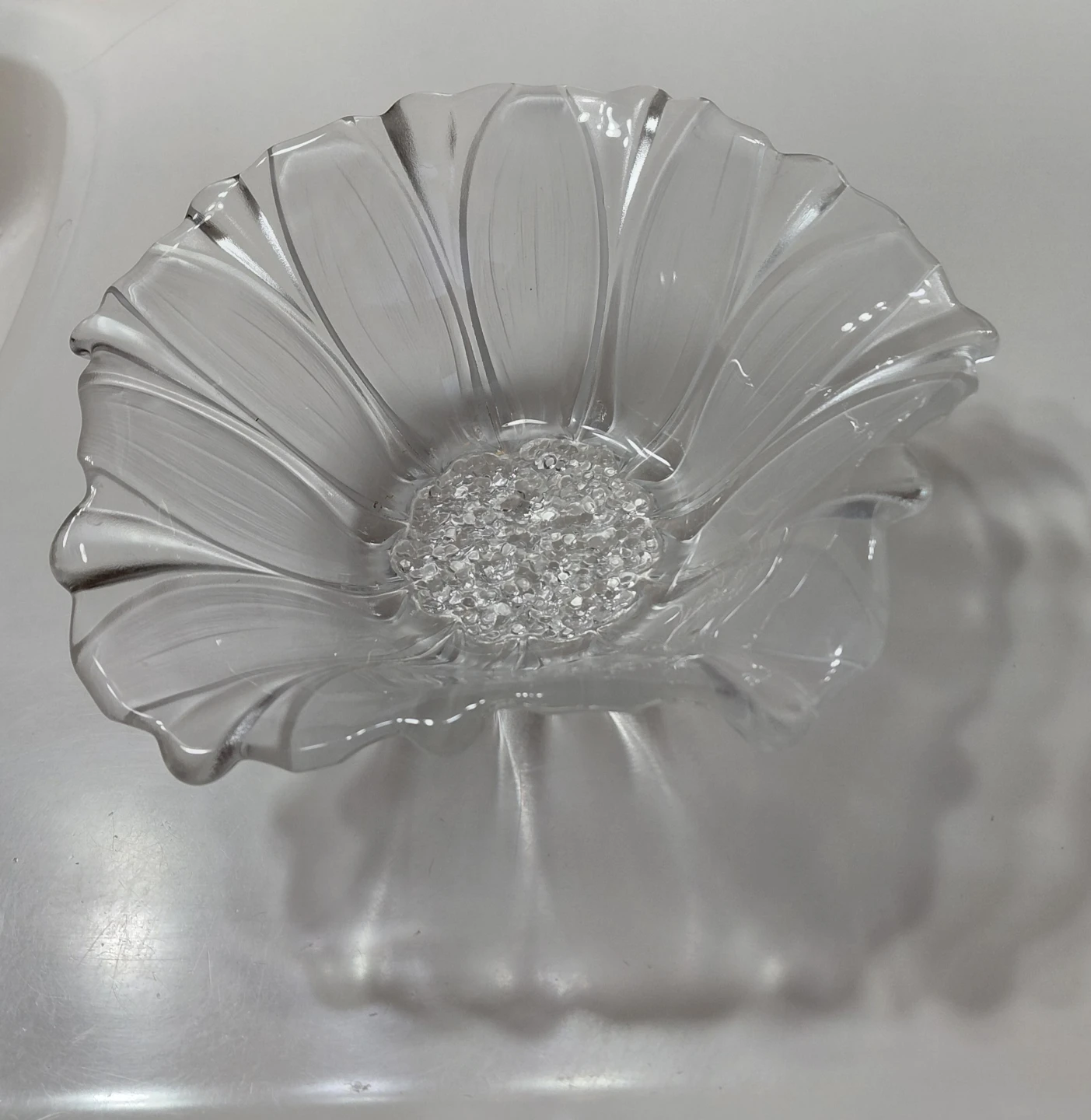 Clear Glass Decorative Bowl with Marbles, Floral Design Candle - photo 2