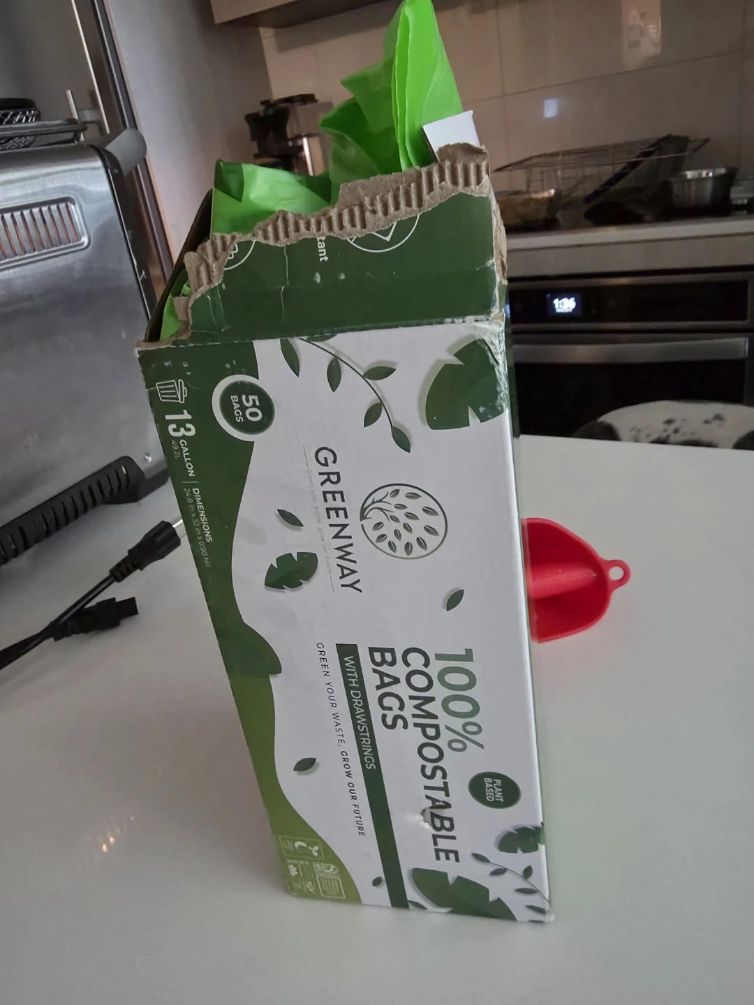 Greenway 100% Compostable Bags with Drawstrings - 50 Bags