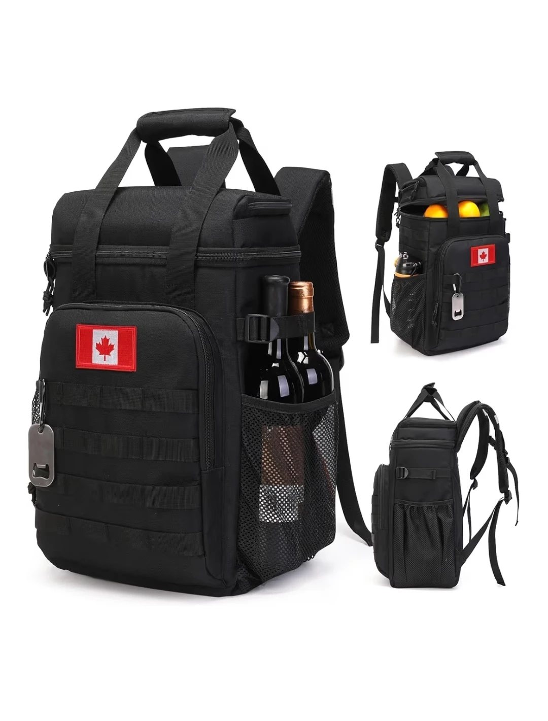 Tactical Cooler Backpack Black Insulated Lunch Bag MOLLE + Extra