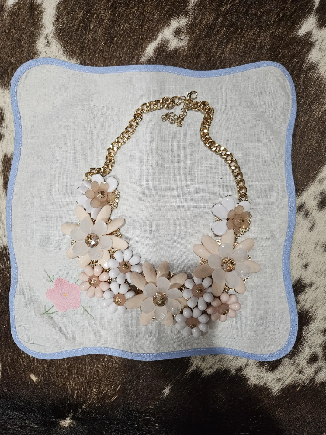 Gold Tone Floral Statement Necklace