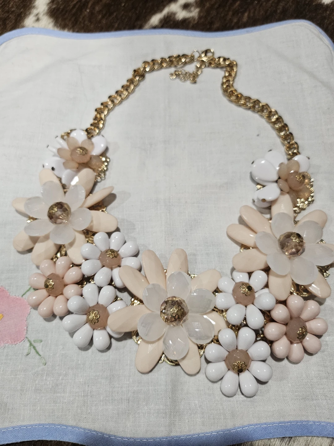 Gold Tone Floral Statement Necklace - photo 2