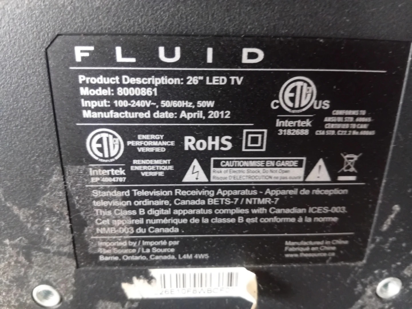 FLUID 26" LED TV Model: 8000861 - photo 2
