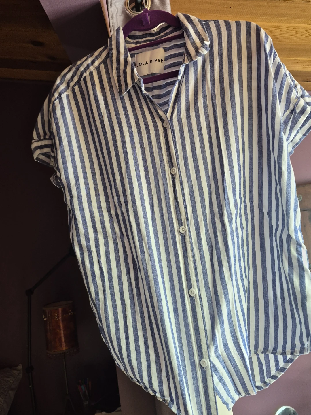Lola River Blue and White Striped Button-Up Shirt