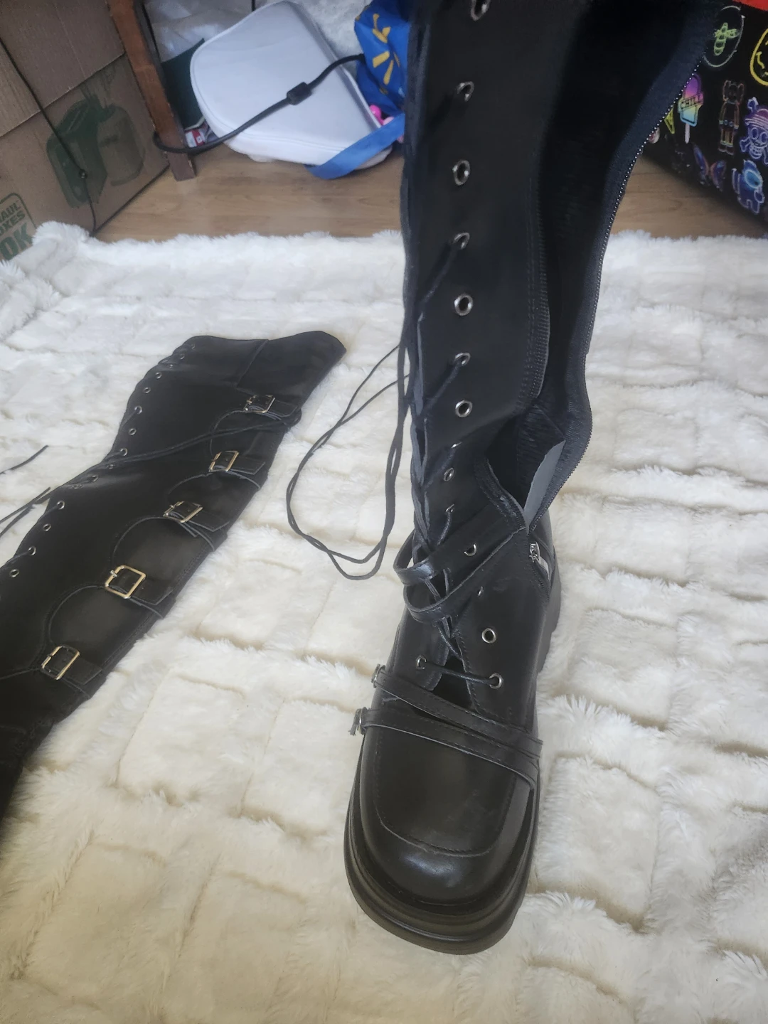 Black Platform Combat Boots - photo 3