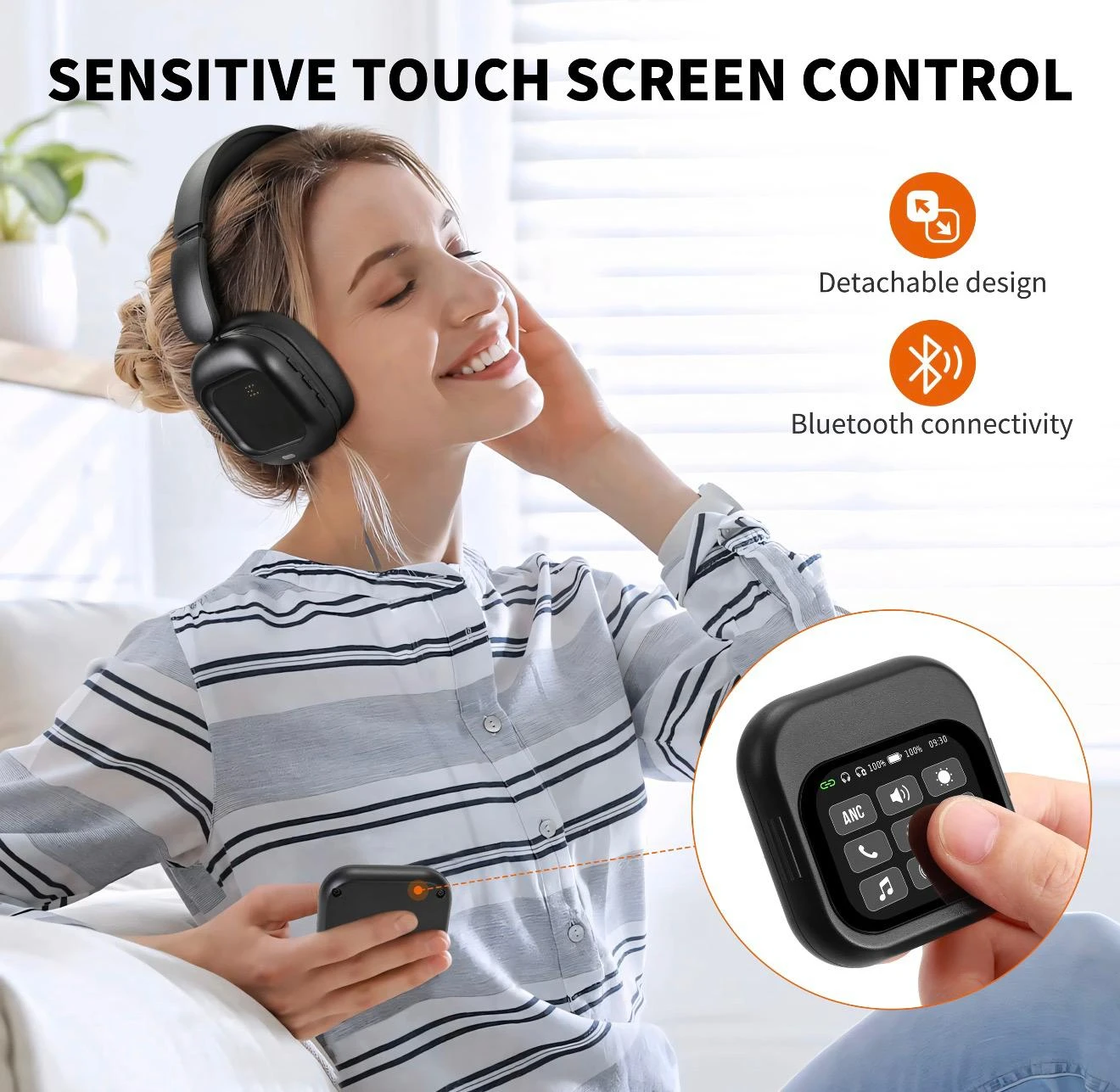 Black Wireless Headphones with Active Noise Cancellation - photo 2