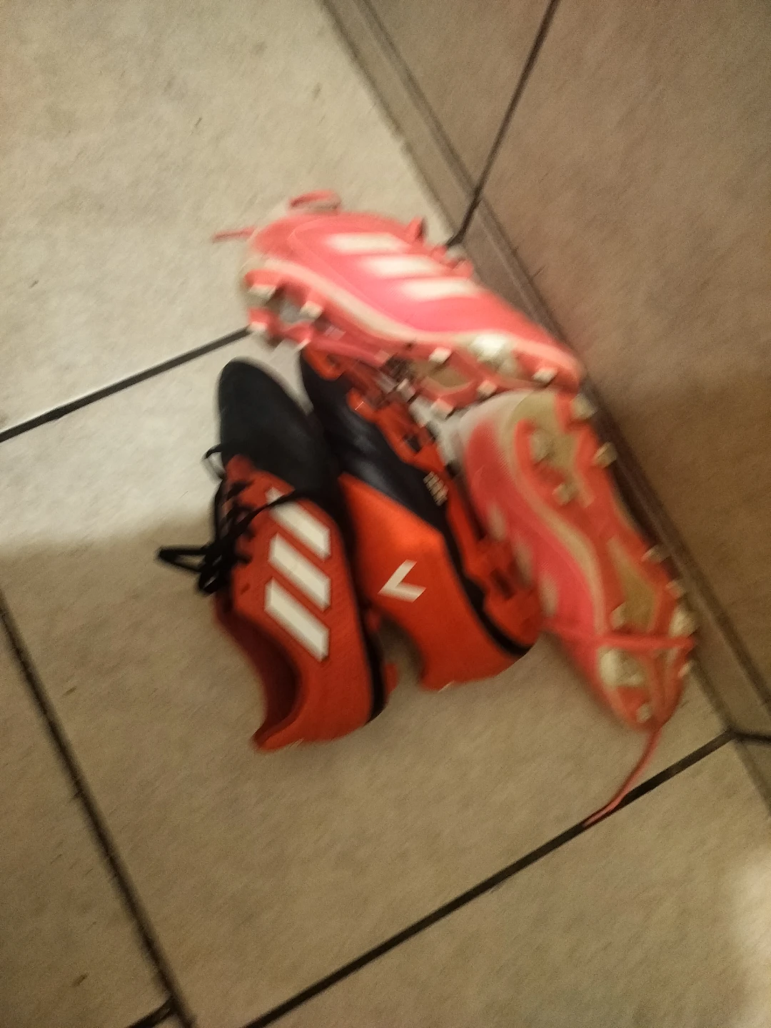 Adidas Red & Blk Soccer Cleats Sz 4 & pink - photo 4