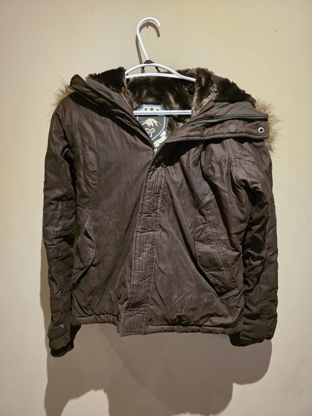 TNA Brown Fur Lined Winter Jacket - Medium