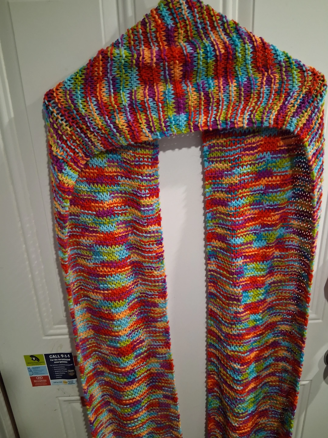 Hand-Knit Rainbow Striped Scarf